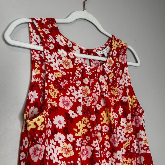 41 Hawthorn Lexie Pleated Sleeveless Blouse Red Floral Top NWT Women Size M - Picture 3 of 7